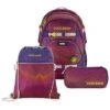 Coocazoo Schulrucksack-Set Schulrucksack-Set „Soniclights Purple“, 3-teilig